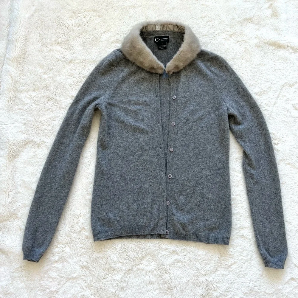 Bloomingdale’s cashmere cardigan with mink collar  size S - Picture 4 of 6